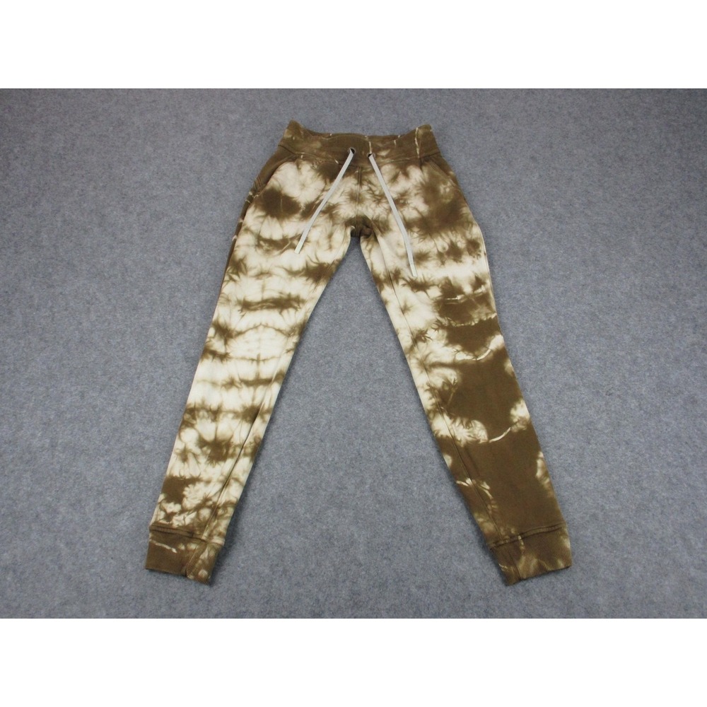 Lululemon Pants Womens 4 Brown Warm Down Tie Dye Joggers French Terry Drawstring